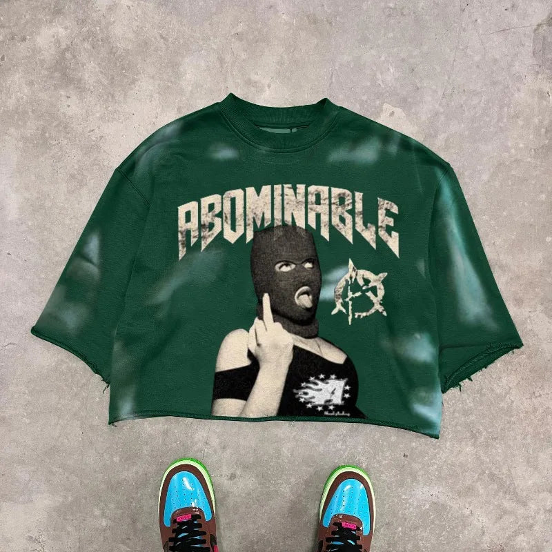 2024 Summer American High Street vintage lettering printed short sleeve T-shirt men Goth Harajuku fashion casual loose shirt