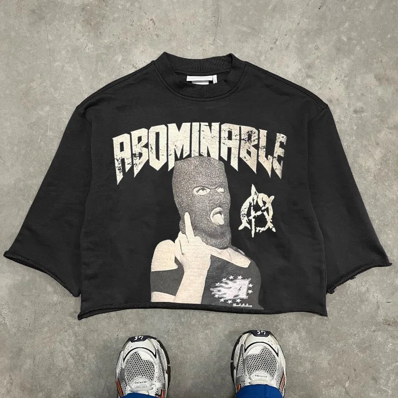 2024 Summer American High Street vintage lettering printed short sleeve T-shirt men Goth Harajuku fashion casual loose shirt
