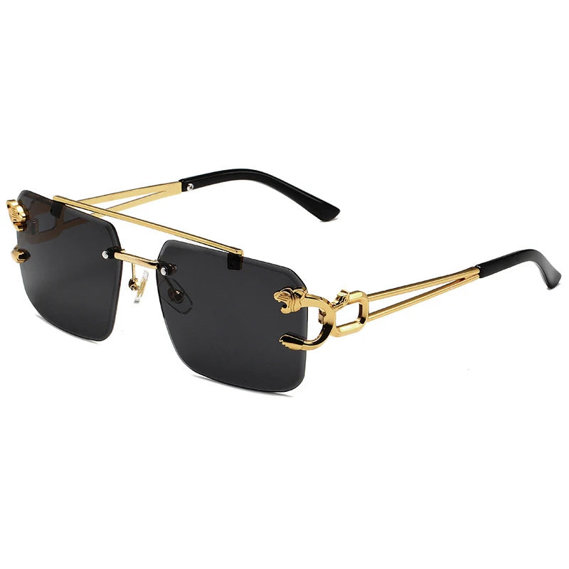 Rimless Sunglasses Rectangle Fashion Popular Women Men Shades Big Square Sun Glasses for Female Male Summer Traveling Oculos