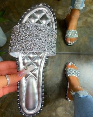 Women Rhinestone Bling Sandals Outdoor Wild Slippers