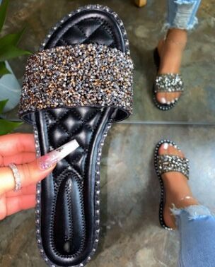 Women Rhinestone Bling Sandals Outdoor Wild Slippers