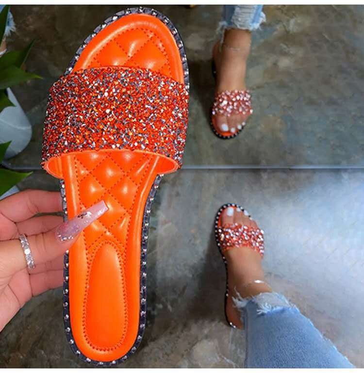 Women Rhinestone Bling Sandals Outdoor Wild Slippers