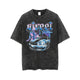 Short Sleeve Car Fire Print Men's T-shirt