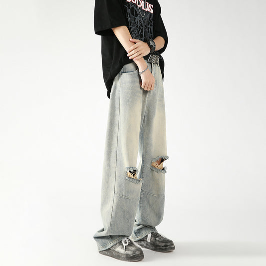 Men's Summer American Washed Broken Holes Pants