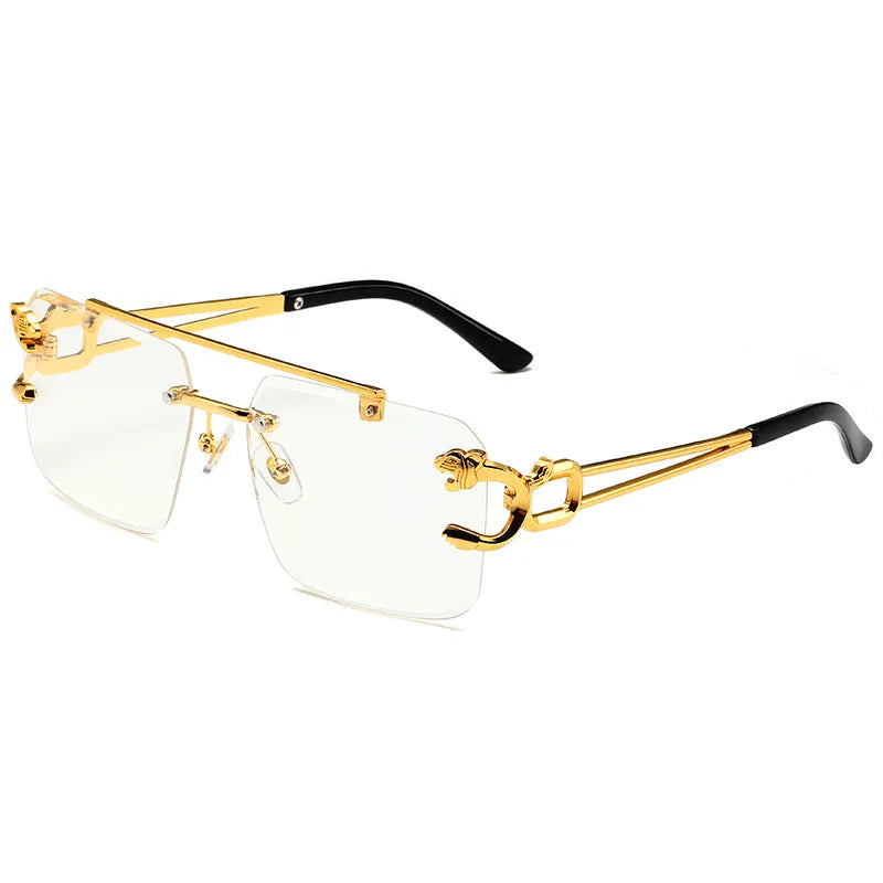Rimless Sunglasses Rectangle Fashion Popular Women Men Shades Big Square Sun Glasses for Female Male Summer Traveling Oculos