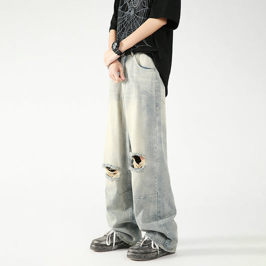 Men's Summer American Washed Broken Holes Pants